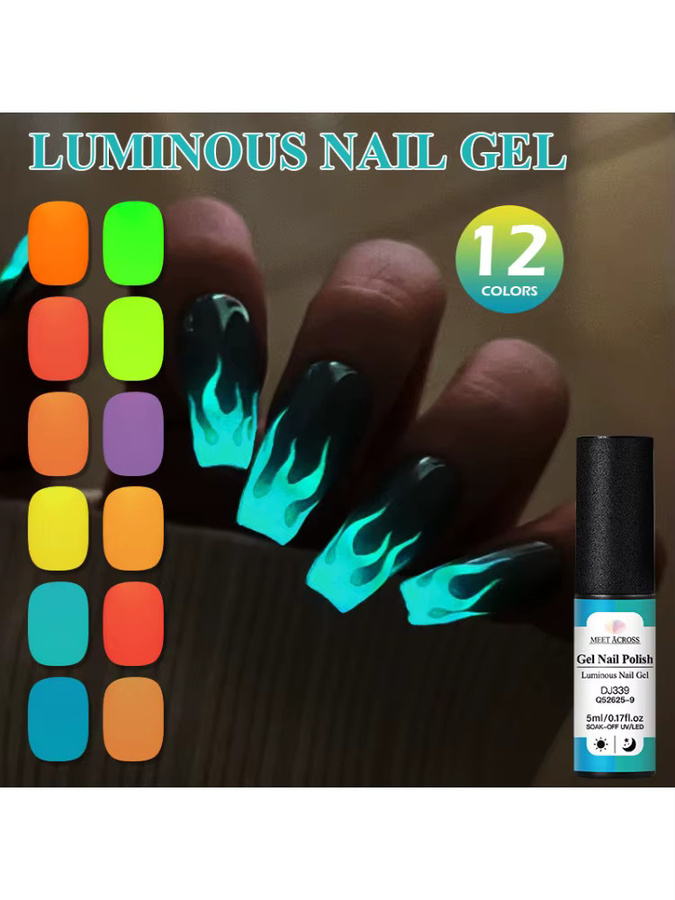 MEET ACROSS Gel-Nagellack, Neon Glow-in-the-Dark, 5 ml, Glänzend - Bild 7
