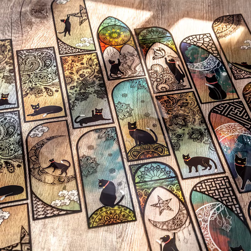 TWBEB Lesezeichen Set aus Kunststoff mit Schwarzer Katze, 6er Set, Schwarz und Mehrfarbig - Bild 1