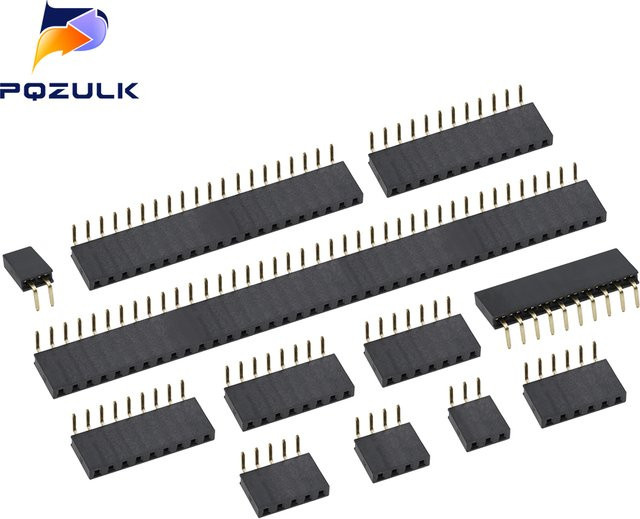 10 Stück Single Row Buchsenleiste 90 Grad gewinkelt, Female Header Socket, Pitch 2,54mm, Farbe: Schwarz - Bild 1