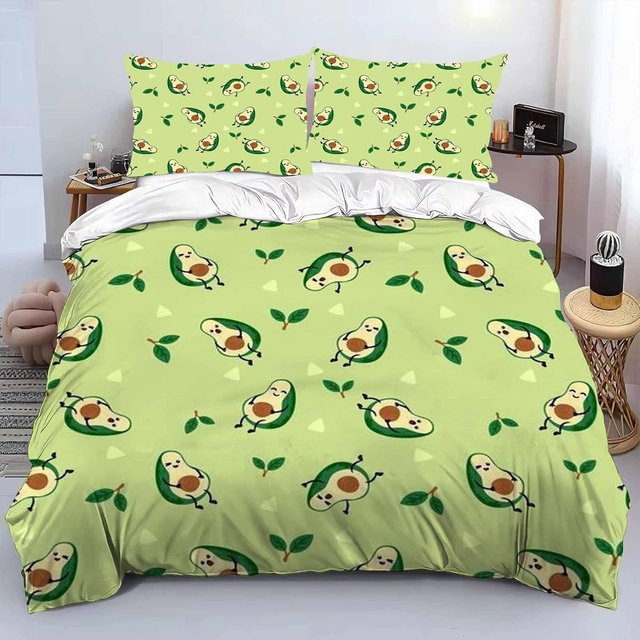 JMG Household Supplies Avocado Bettwäsche-Set aus Mikrofaser mit 3D-Muster in Grün, bestehend aus Bettdeckenbezug und Kissenbezug, B/H: 150 x 200 cm, Kissenbezug: 50 x 75 cm - Bild 1