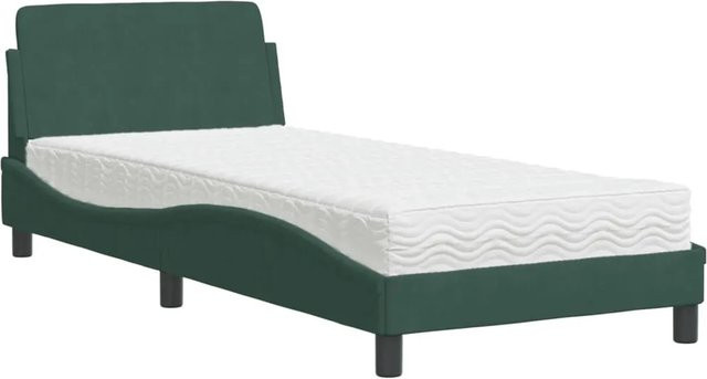 vidaXL Bett Dover mit Matratze Dunkelgrün Samt B/T/H: 90 x 190 cm - Bild 1