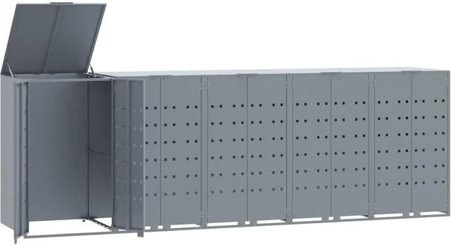 DELUKE Mülltonnenbox GORILO Mülltonnenverkleidung für 5 Tonnen aus Stahl in Grau, B/T/H: 345 x 79 x 117 cm - Bild 1