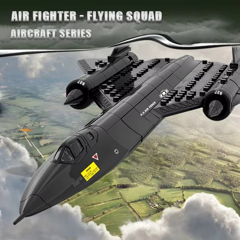 FUNXINEE SR71 Blackbird Stealth Überschall Aufklärungsflugzeug, Bausteine, Schwarz - Bild 3