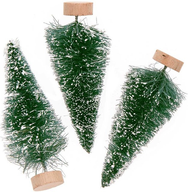 Rico Design Weihnachtsdekoration Tannen mit Schnee, 3 Stück, Grün, Höhe: 7 cm - Bild 1
