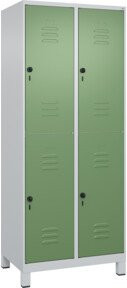 C+P Doppelstock-Spind Classic PLUS mit Füßen, 2 Abteile, Lichtgrau/Resedagrün, B/T/H: 80 x 50 x 195 cm - Bild 1