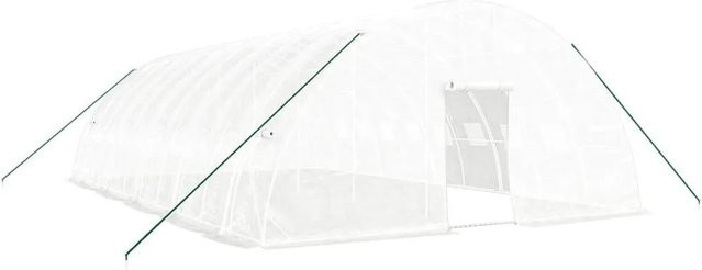 vidaXL Gewächshaus mit Stahlrahmen und Polycarbonat in Weiß, B: 10 m, T: 6 m, H: 2,85 m - Bild 1