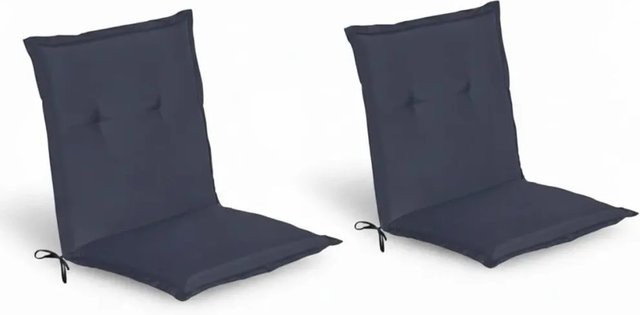 Beautissu 2er Set Niedriglehner Auflage Loft Dunkelblau B/T/H: 100 x 50 x 6 cm - Bild 1