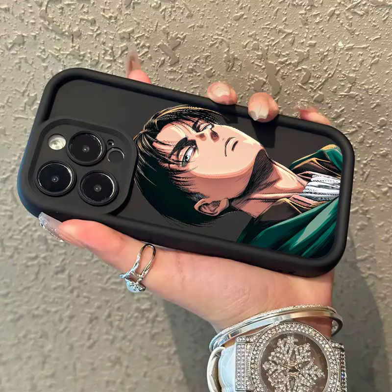 Attack On Titan Handyhülle Augenleiter Soft Cover für Apple iPhone 16 15 14 13 12 Pro Max Plus Mini in Schwarz - Bild 2