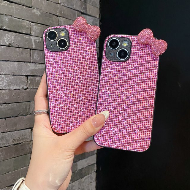 Glitzernde Handyhülle mit Schmetterlings-Design für Apple iPhone in Rosa - Bild 1