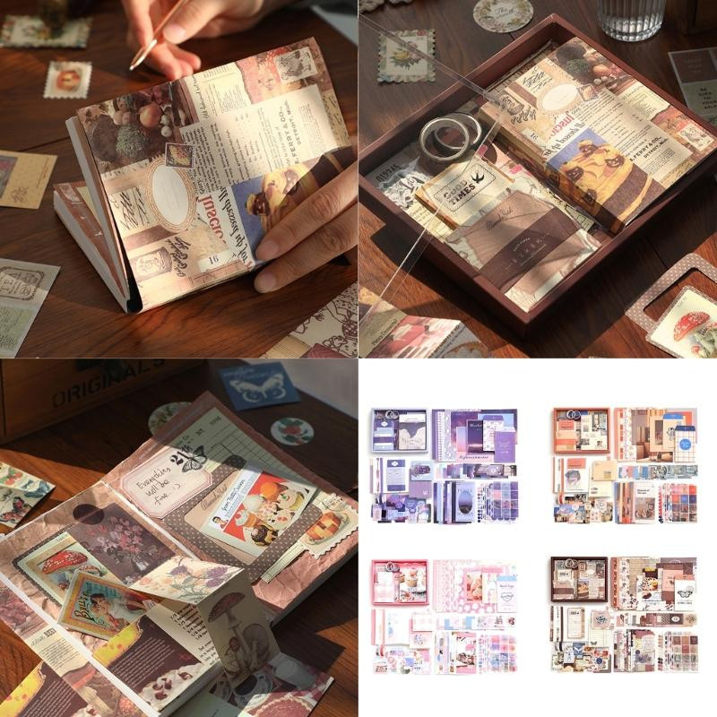 Vintage Scrapbooking Zubehör Set mit ästhetischen Journaling Kits, Papier, Aufklebern und Tape in Multicolour - Bild 6