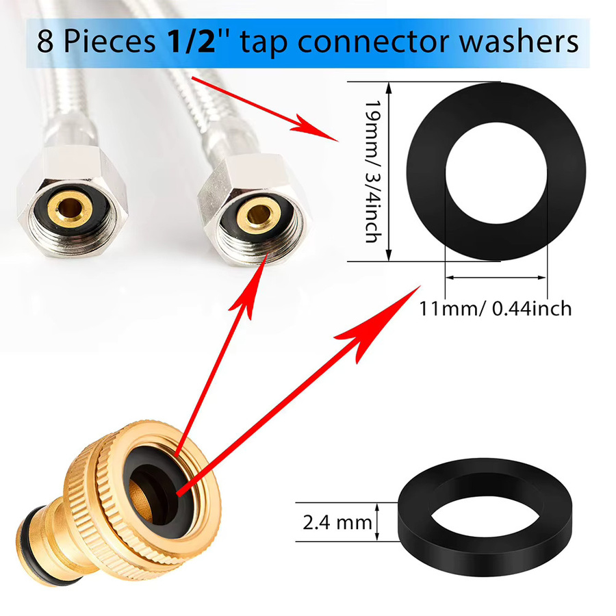 LEENKEA 24-teiliges Dichtungsring-Set aus Gummi und Kunststoff in Schwarz für Wasserhahn-Anschlüsse und Gartenbeschläge - Bild 2
