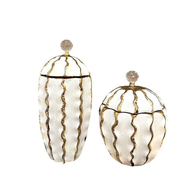 Goldener Keramikkrug im Schachmatt-Design als wellenförmige Blumenvase und dekorativer Aufbewahrungsbehälter für dein Zuhause - Bild 3