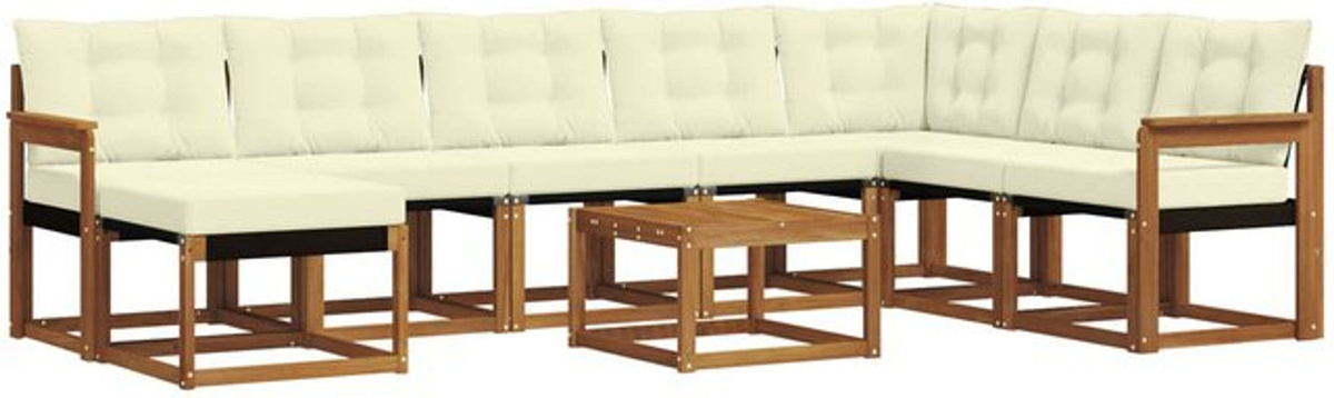 Modernes Outdoor-Sofagarnitur Loungemöbel Set aus Akazie mit 9-teiligen Kissen in Natur und Beige von vidaXL - Bild 1