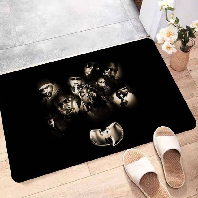 Miniso Hip Hop Wu-Tang C-Clan Teppich, rutschfeste Wohnzimmer und Flur Matte, Schwarz, B/T: 150 x 100 cm - Bild 1