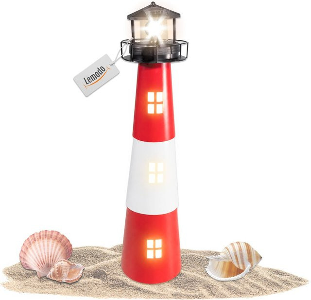 Solar Leuchtturm Gartendeko mit rotierender LED-Beleuchtung, Höhe: 60 cm - Bild 1