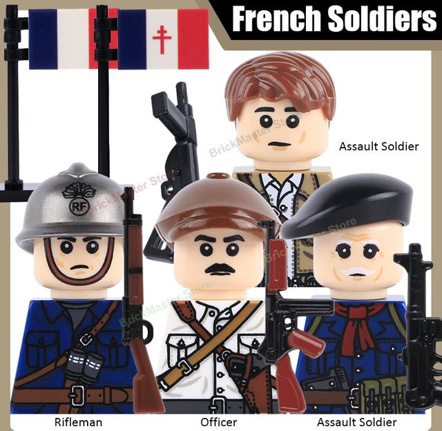 BRICKPANDA Militär Armee Französischer Gewehrschütze Offizier Sturmtruppen Figur, Soldaten, Einzelfigur - Bild 1
