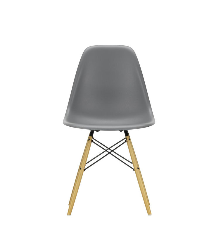 Vitra DSW Eames Plastic Side Chair in Grau mit Kunststoffschale und Holzbeinen - Bild 2