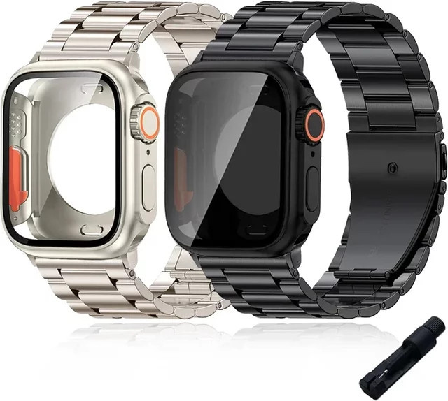 Uhrenarmband und Gehäuse Edelstahl, Schwarz, Unisex - Bild 1