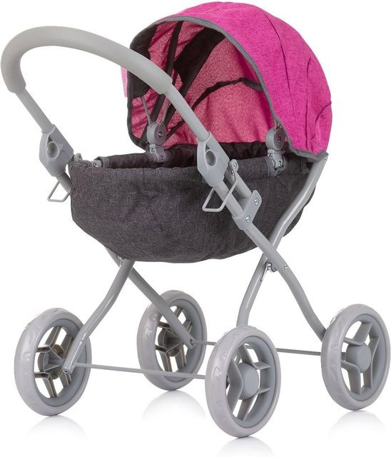 Chipolino Puppenwagen Daisy klappbar, Sonnendach, ab 3 Jahren, grau pink - Bild 1