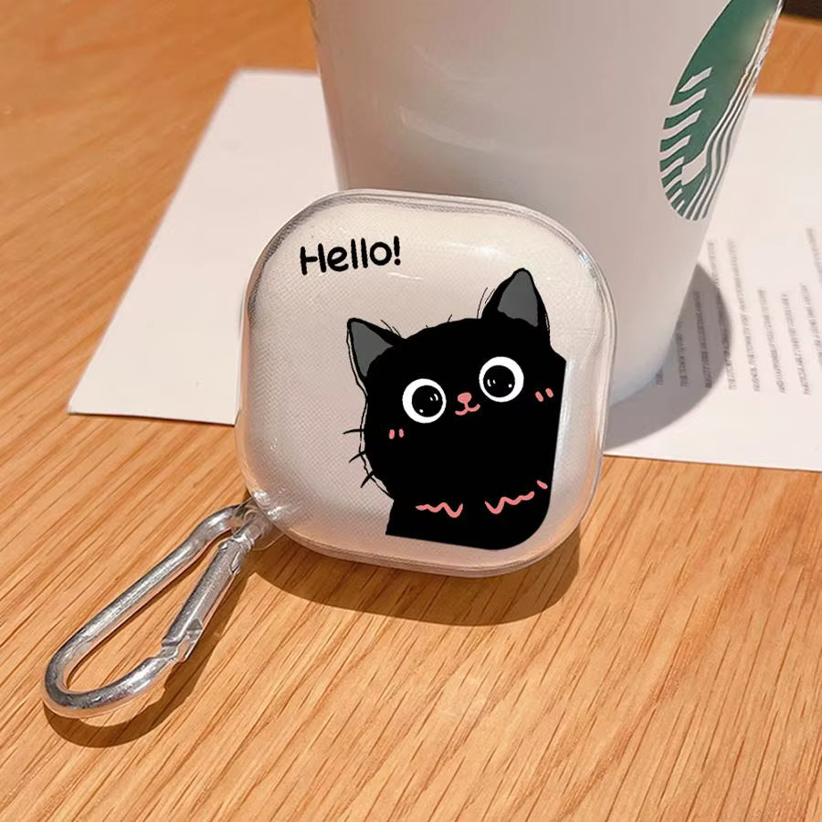 Hello Cute Cat Schutzhülle für Samsung Galaxy Buds 4 Pro, 3 Pro, 4 Pro Live, 3 FE, transparent - Bild 3