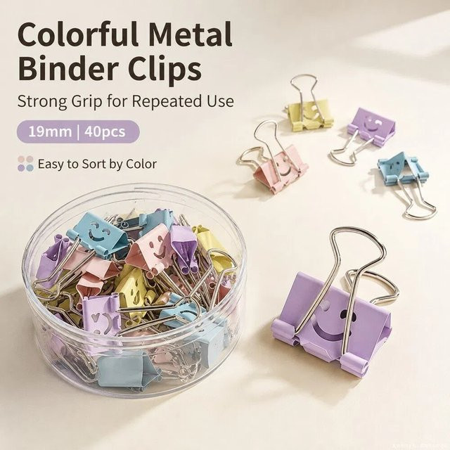 Smile Metallbinder Multicolor, 40 Stück für Schule und Büro - Bild 1
