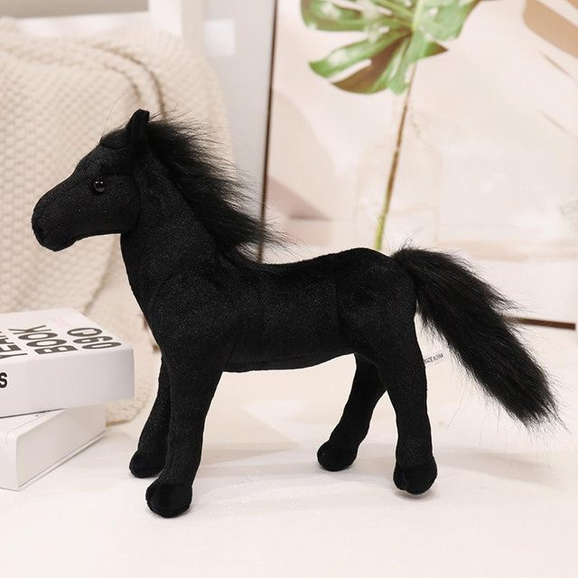 Yiran Furniture Simulations-Pony-Puppe Plüschtier, Weißes Drachenpferd, Schwarzes Pferd, ab 14 Jahren - Bild 1