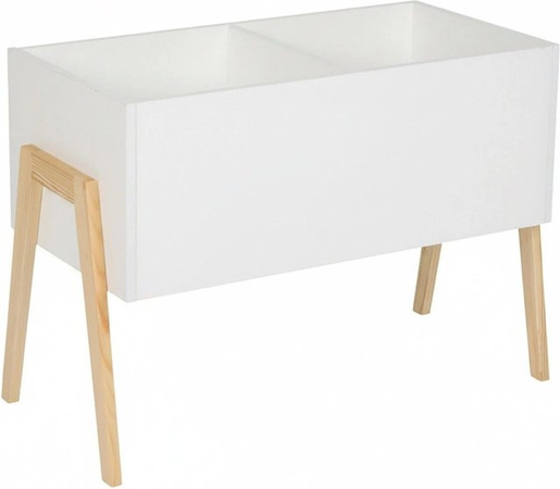 Relaxdays Kindertruhe aus MDF und Kiefernholz in Weiß mit Holzbeinen, B/T/H: 60 x 45 x 30 cm
