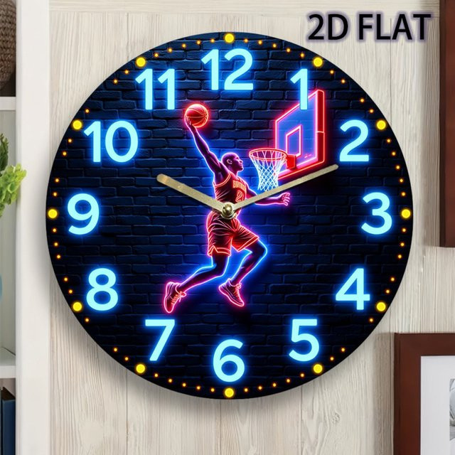 CIFBUY Basketball-Dunk Wanduhr aus Acryl, geräuschloses analoges Quarzwerk, Durchmesser: 30,48 cm - Bild 1