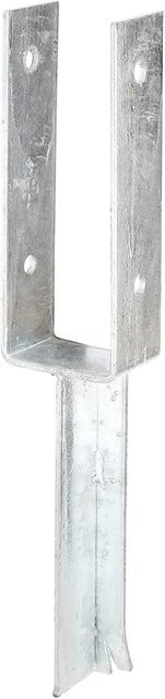 GartenLand Bodenanker U-Profil Lasche aus verzinktem Stahl für 7x7 Pfosten in Silber - Bild 1
