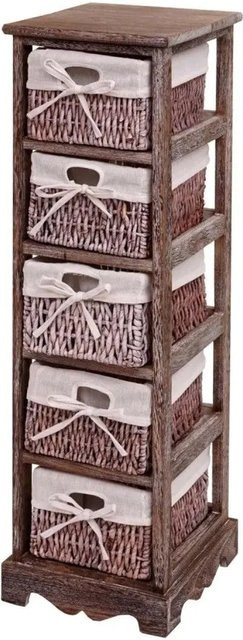 MCW Regal Kommode mit 5 Korbschubladen im Shabby-Look, Braun, B/T/H: 90 x 25 x 28 cm - Bild 2