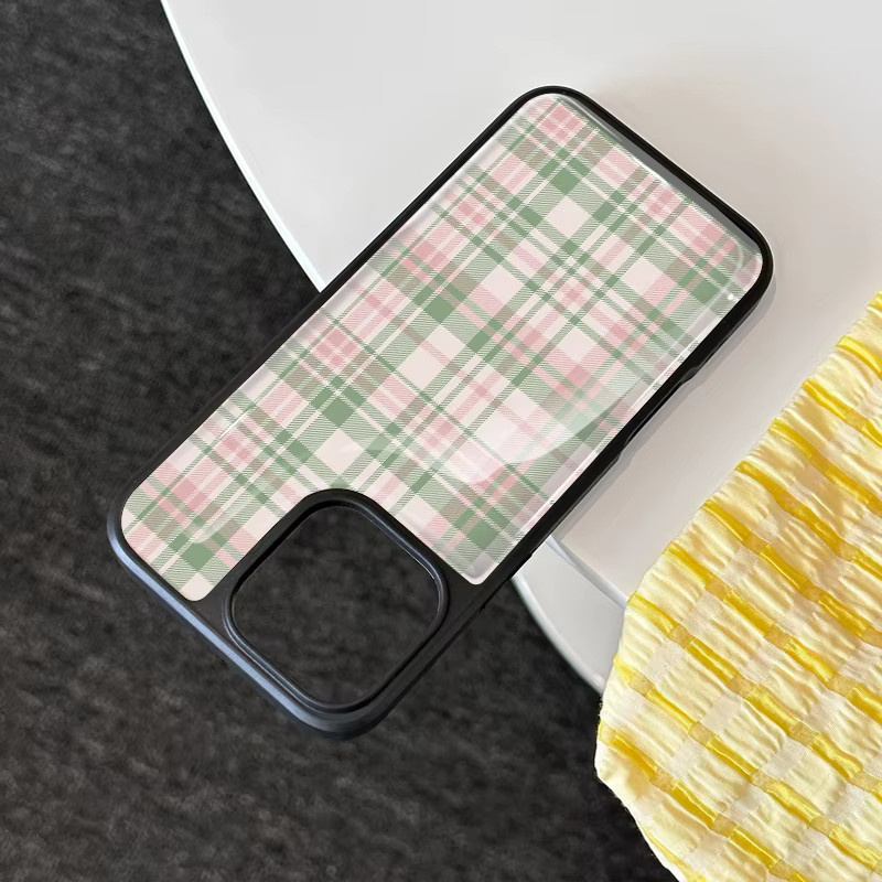 AIR PLUS Handyhülle mit rosa kariertem Muster für iPhone 11 bis iPhone 17 Pro Max, stoßfestes Epoxy-Design in Pink und Schwarz - Bild 2
