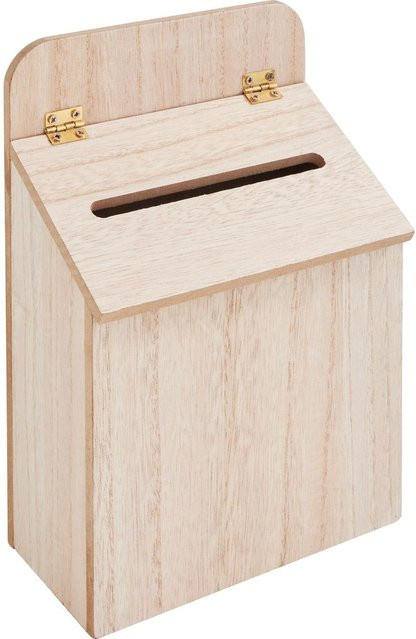 VBS Holz-Briefkasten in Beige mit Metall-Elementen für die Wandmontage - Bild 1
