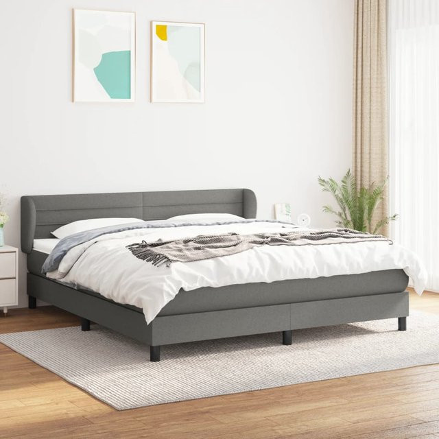 vidaXL Boxspringbett mit Matratze Hybrid-Design Dunkelgrau B/T/H: 160 x 200 cm - Bild 3