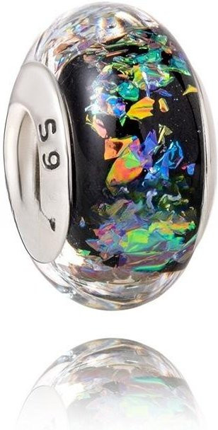 YIRAN Charm, Kupfer, Murano Glas, Regenbogen Schneeflocken Sterne, gray, Damen - Bild 1