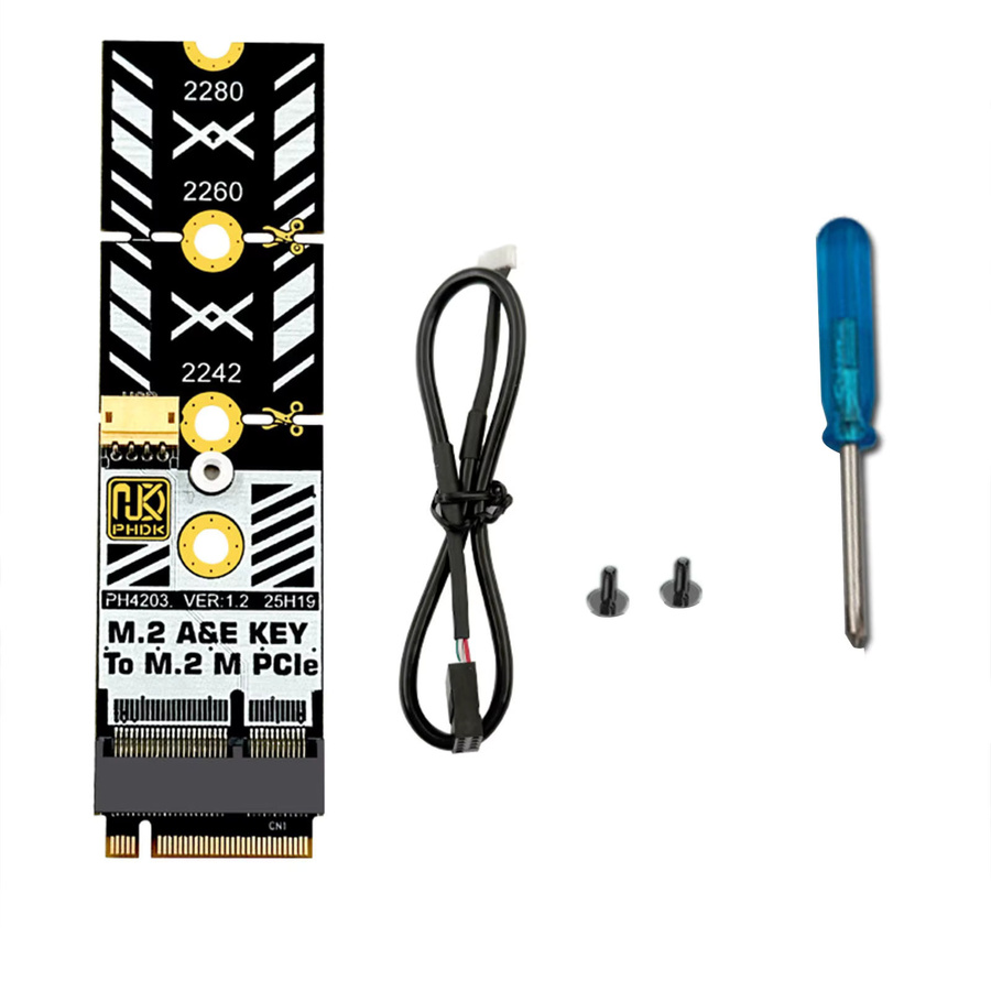 ALLOET M.2 WiFi A+E Key zu M Key SSD-Adapterkarte für NVMe SSD, Schwarz - Bild 2