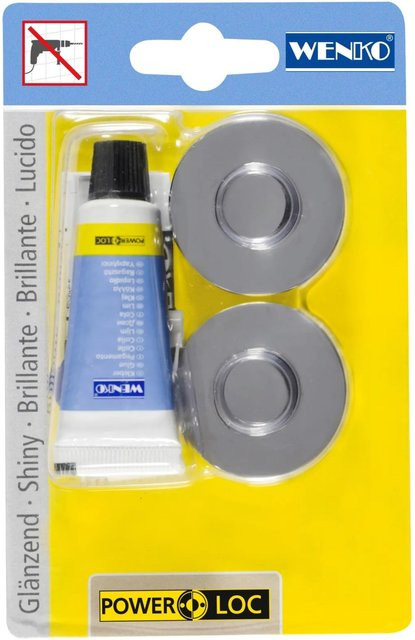 Wenko Power-Loc Wandhaken Adapter Premium/Classic in Chrom/Silber aus Kunststoff B/T/H: 40 x 40 x 15 mm - Bild 1