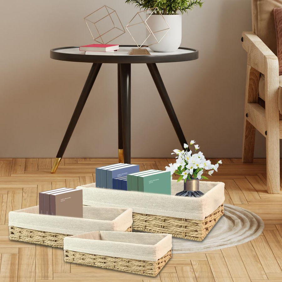 mfySpace Weidenaufbewahrungskorb Set aus handgewebtem Papierseil, 3 Stück, Beige - Bild 2