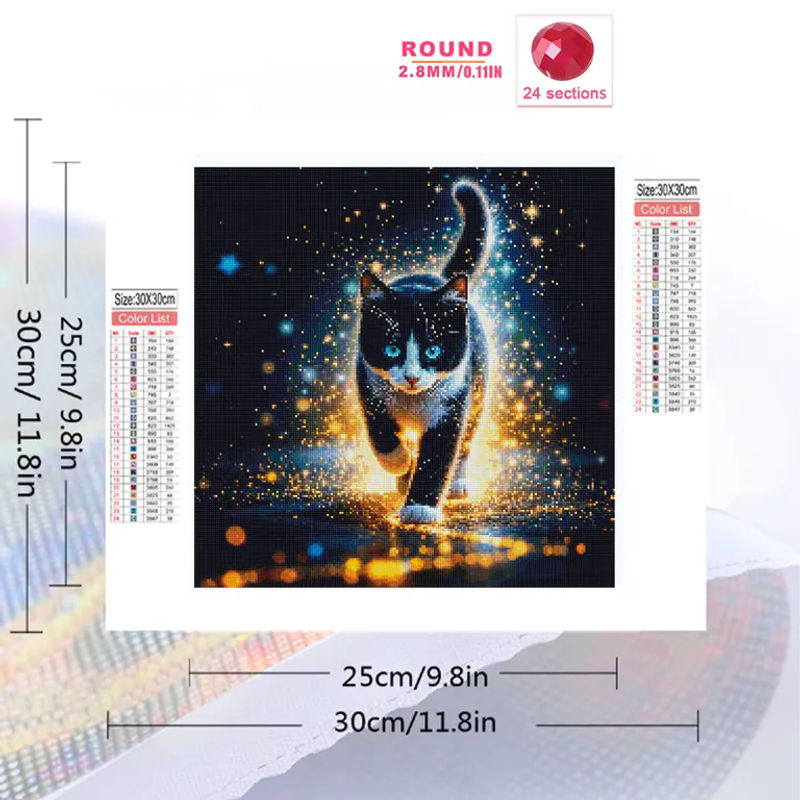 Evershine 5D Diamant-Stickerei Mosaik-Katze als DIY Strass-Bild in Mehrfarbig - Bild 2