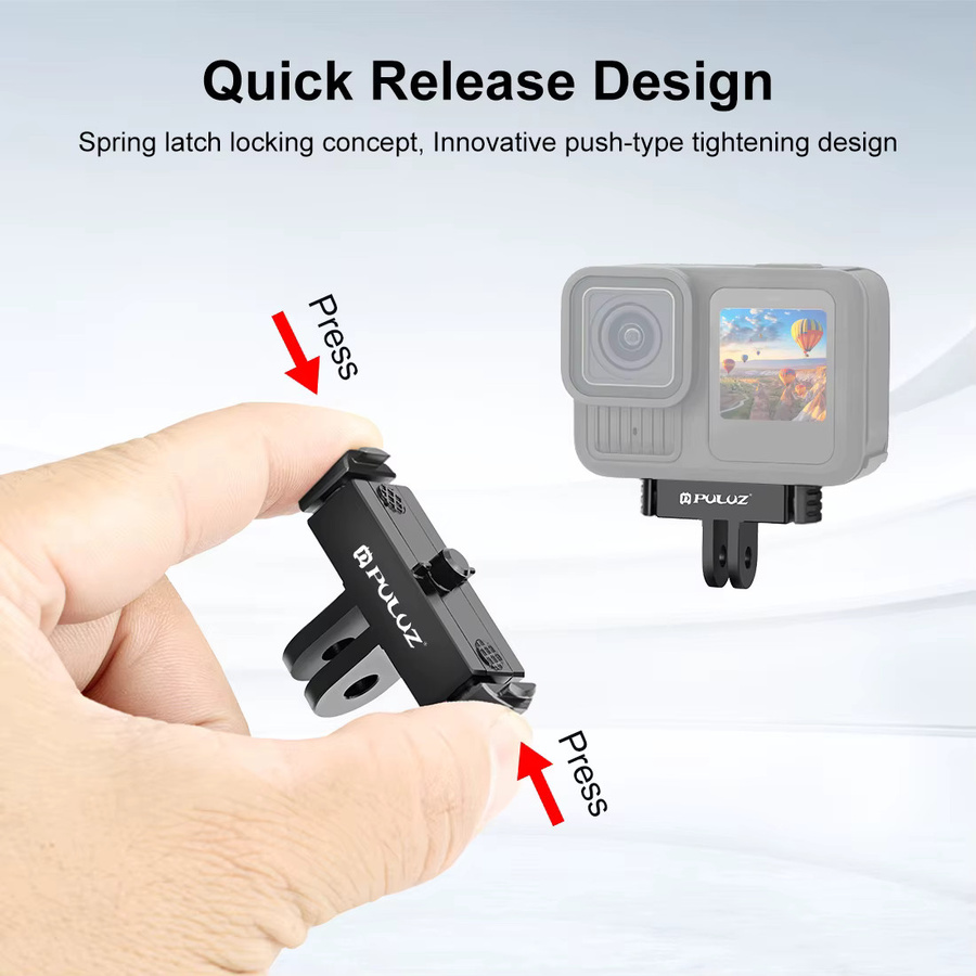 PULUZ Magnetische Schnellwechsel-Montagebasis für GoPro MISSION 1/1 PRO in Schwarz mit Plattenadapter, 1/4-Zoll-Schraube und Klappfinger für Action-Cameras - Bild 5