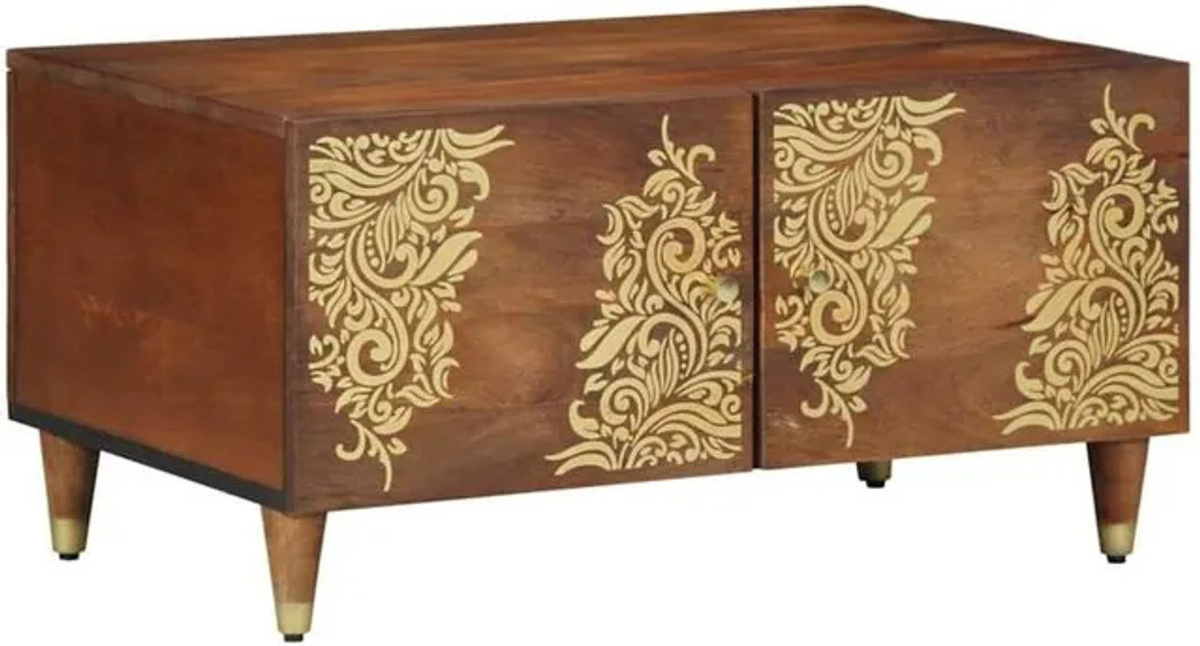 vidaxl Couchtisch aus massivem Mangoholz in Braun, Rechteckig, B/T/H: 80 x 50 x 40 cm - Bild 1