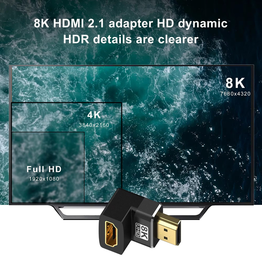 FDBRO HDMI 2.1 Kabeladapter Buchse auf Buchse in Schwarz für 8K HDTV PS5 und Laptop - Bild 6