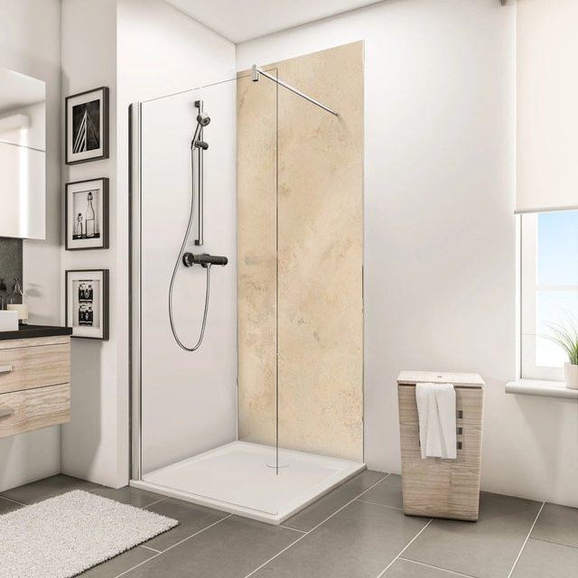 Schulte Duschrückwand DecoDesign in Kalkstein-hell Beige mit Steinoptik, Breite: 100 cm, Höhe: 210 cm - Bild 1