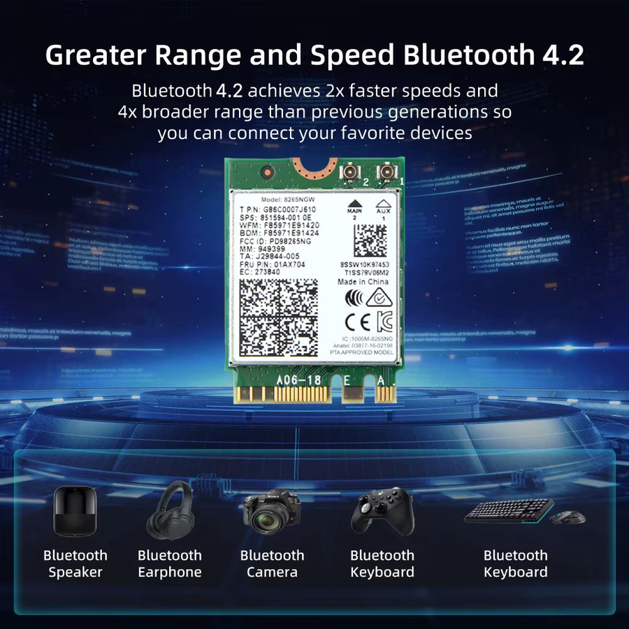 Intel 8265 AC8265NGW M.2 Dual Band WiFi 5 und Bluetooth Netzwerkadapter für Windows 7/10/11 - Bild 2