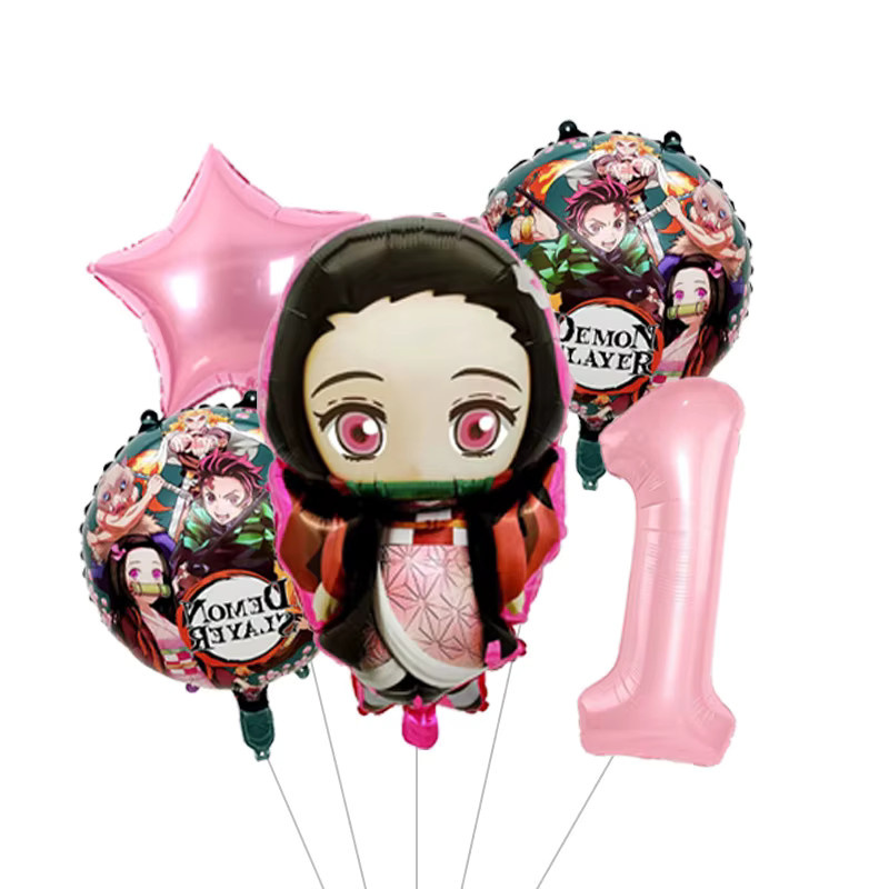 Bandai Demon Slayer Anime Latexballons mit Kamado Tanjirou und Nezuko für Kindergeburtstag Partydekoration, Mehrfarbig, Rund - Bild 2