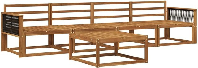 vidaXL Outdoor-Sofagarnitur aus Massivholz Akazie in Braun, 5-teiliges Set mit Tisch und Sofas - Bild 1