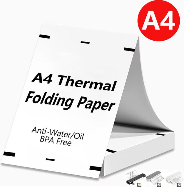 A4-Thermopapier in Weiß für tragbare Thermodrucker, 60 Blatt, langfristig haltbar für den Druck von Dokumenten und Fotos - Bild 1