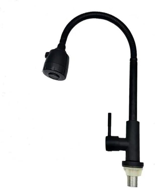 Binchi Outdoor Product Küchenarmatur aus 304 Edelstahl in Schwarz, drehbarer Kaltwasser-Küchenhahn mit Einzelgriff zur Montage auf der Arbeitsplatte - Bild 1