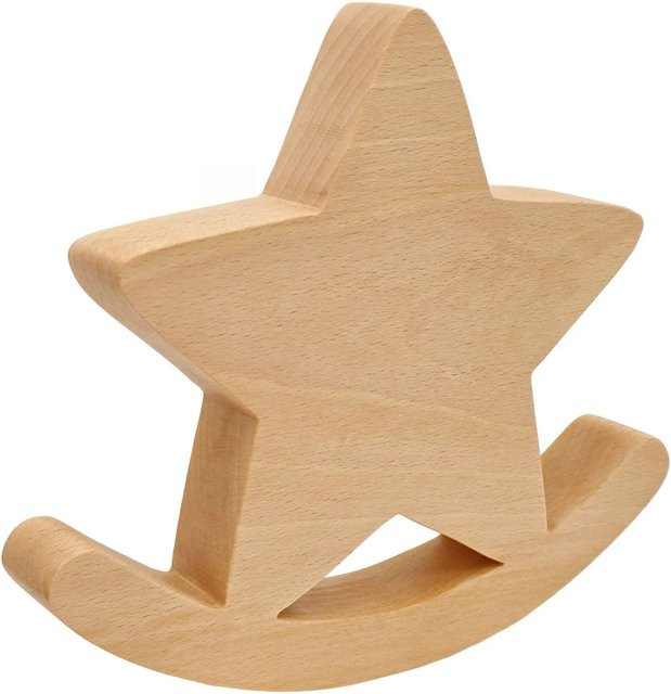 Erst-Holz Tischdeko 3er-Set aus geölter Buche in Stern-Design, Farben: Weiß und Beige - Bild 1