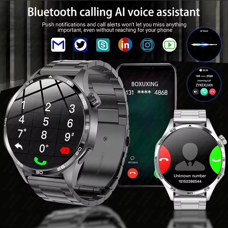 BOXUXING Smartwatch 5 Pro für Herren mit GPS, NFC und AMOLED-Bildschirm in Silber - Bild 3