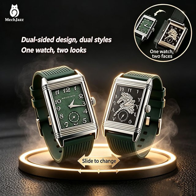 MechJazz Armbanduhr, mechanisch, eckig, Kautschukarmband, Herren - Bild 1